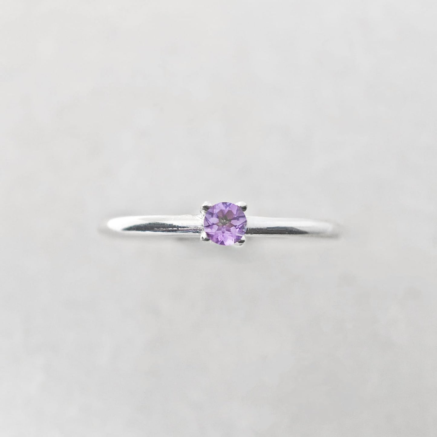Round February Birthstone Amethyst Ring