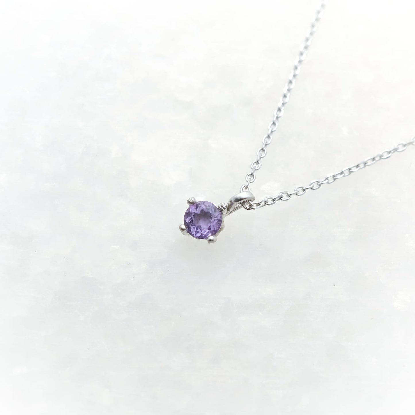 Round February Birthstone Amethyst Necklace