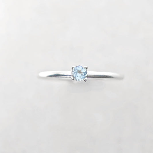 Round November Birthstone Blue Topaz Ring