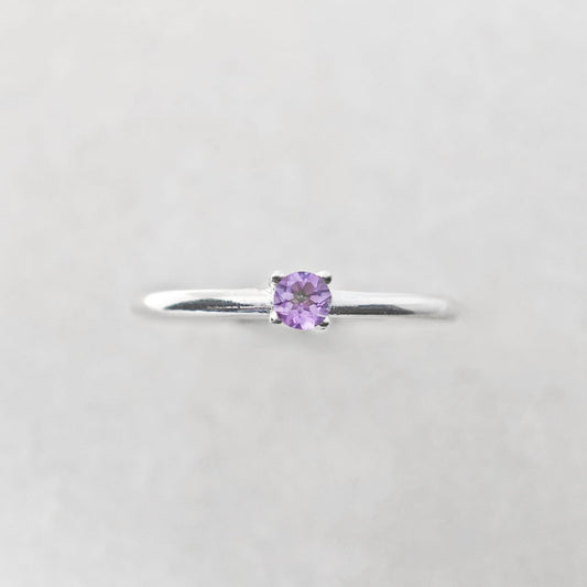 Round February Birthstone Amethyst Ring
